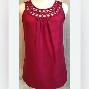 VTG Y2K Vanity Red Crochet Top Tank Size Large. Length 27in, p2p 19in